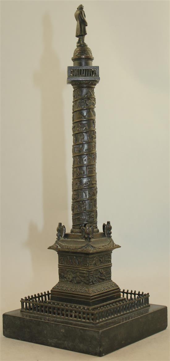 A late 19th / early 20th century bronze model of The Vendome Column, 12in.